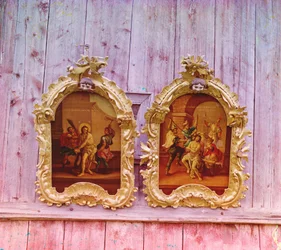 Two icons in the wooden Church of the Prophet Elijah at Belozersk, 1905-1915